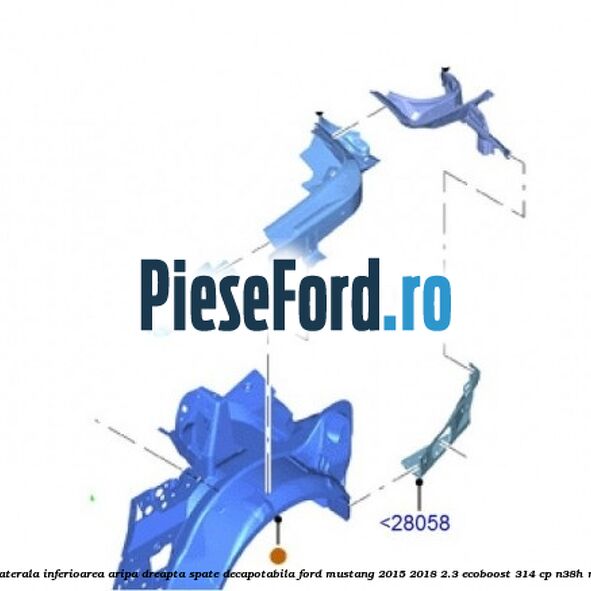 Ranforsare laterala inferioarea aripa dreapta spate decapotabila Ford Mustang 2015-2018 2.3 EcoBoost 314 cp Ranforsare laterala inferioarea aripa dreapta spate decapotabila Ford Mustang 2015-2018 2.3 EcoBoost 314 cp N38H, N48H benzina