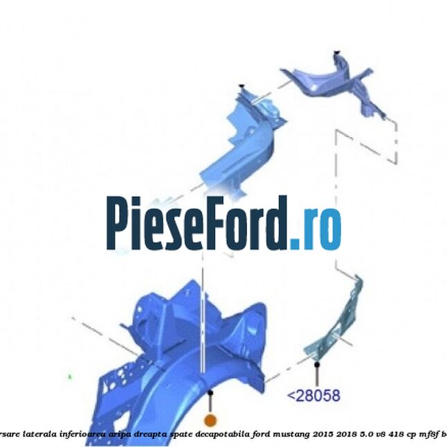 Ranforsare laterala inferioarea aripa dreapta spate decapotabila Ford Mustang 2015-2018 5.0 V8 418 cp MF8F benzina