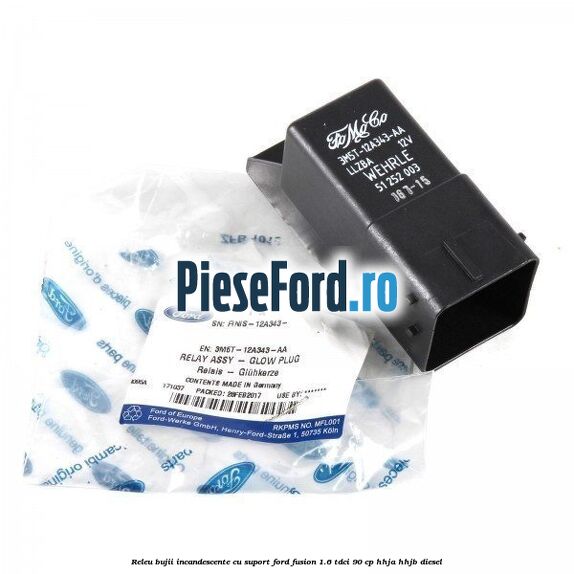 Releu bujii incandescente cu suport Ford Fusion 1.6 TDCi 90 cp HHJA, HHJB diesel