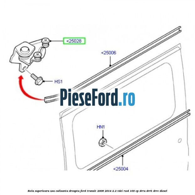 Rola superioara usa culisanta dreapta Ford Transit 2006-2014 2.2 TDCi RWD 100 cp DRRA, DRRB, DRRC diesel