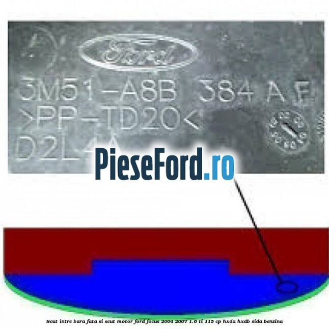 Scut intre bara fata si scut motor Ford Focus 2004-2007 1.6 Ti 115 cp HXDA, HXDB, SIDA benzina