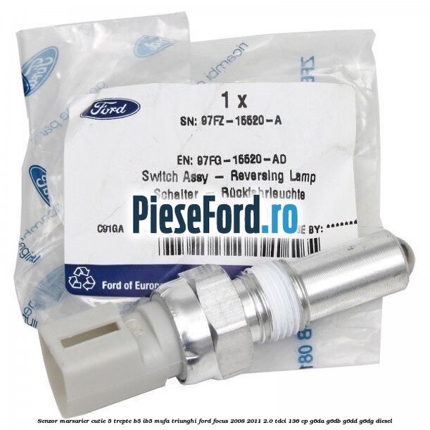 Senzor marsarier cutie 5 trepte B5/IB5 mufa triunghi Ford Focus 2008-2011 2.0 TDCi 136 cp G6DA, G6DB, G6DD, G6DG diesel