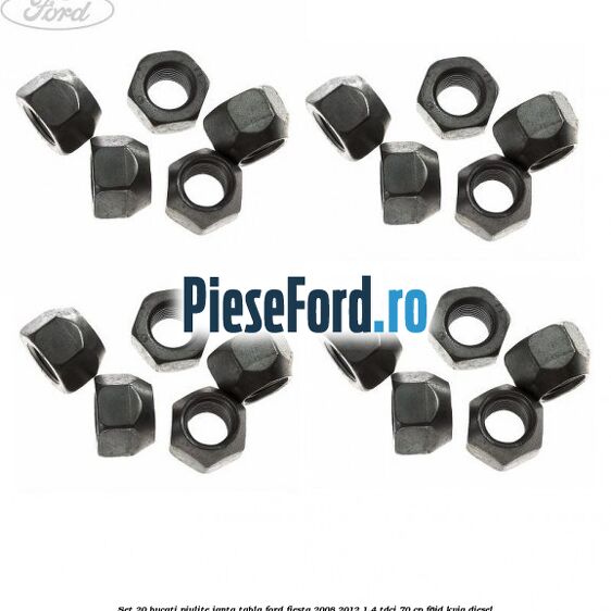 Set 20 bucati piulite janta tabla Ford Fiesta 2008-2012 1.4 TDCi 70 cp F6JD, KVJA diesel