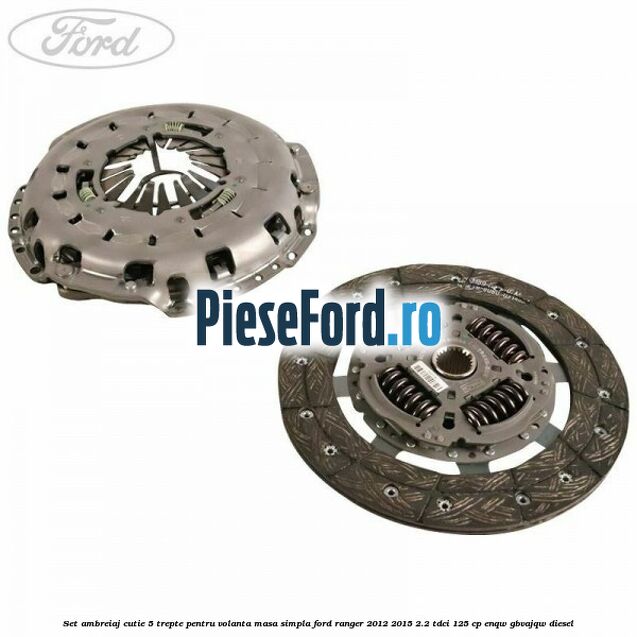 Set ambreiaj cutie 5 trepte pentru volanta masa simpla Ford Ranger 2012-2015 2.2 TDCi 125 cp Set ambreiaj cutie 5 trepte pentru volanta masa simpla Ford Ranger 2012-2015 2.2 TDCi 125 cp ENQW, GBVAJQW diesel