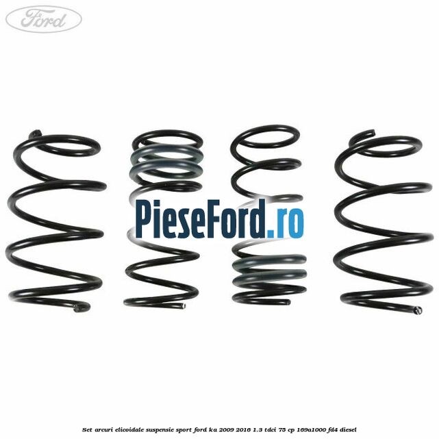 Set arcuri elicoidale suspensie sport Ford Ka 2009-2016 1.3 TDCi 75 cp 169A1000, FD4 diesel