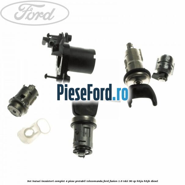 Set butuci incuietori complet 4 piese pretabil telecomanda Ford Fusion 1.6 TDCi 90 cp HHJA, HHJB diesel