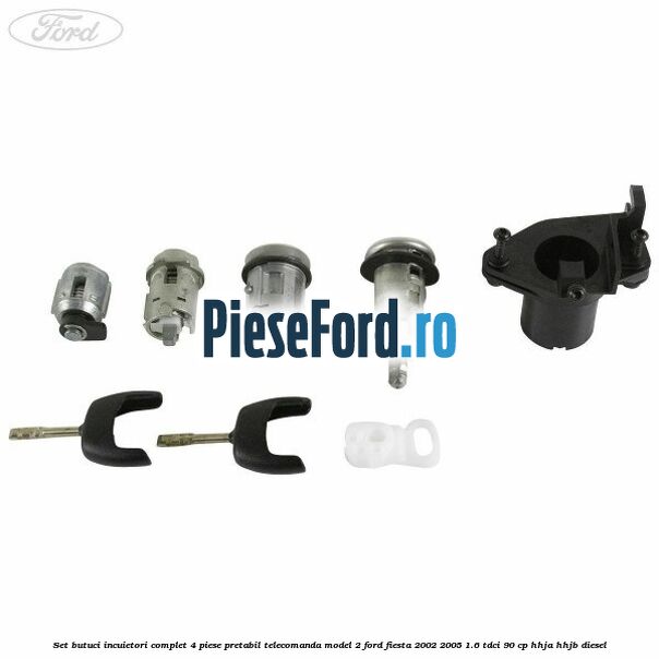 Set butuci incuietori complet 4 piese pretabil telecomanda model 2 Ford Fiesta 2002-2005 1.6 TDCi 90 cp HHJA, HHJB diesel