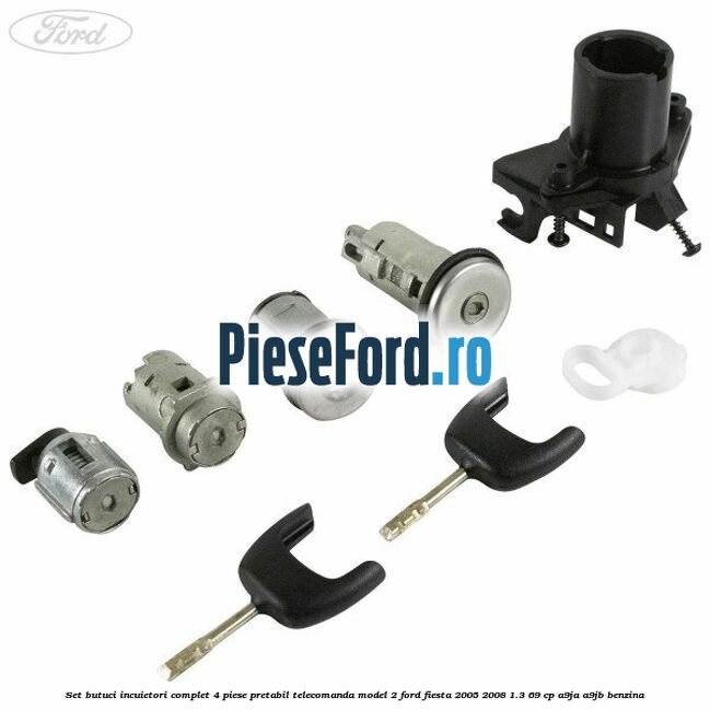 Set butuci incuietori complet 4 piese pretabil telecomanda model 2 Ford Fiesta 2005-2008 1.3 69 cp A9JA, A9JB benzina
