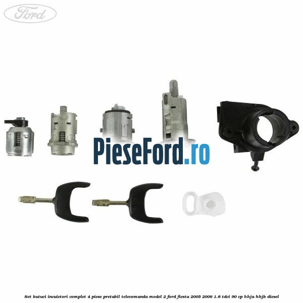 Set butuci incuietori complet 4 piese pretabil telecomanda model 2 Ford Fiesta 2005-2008 1.6 TDCi 90 cp HHJA, HHJB diesel