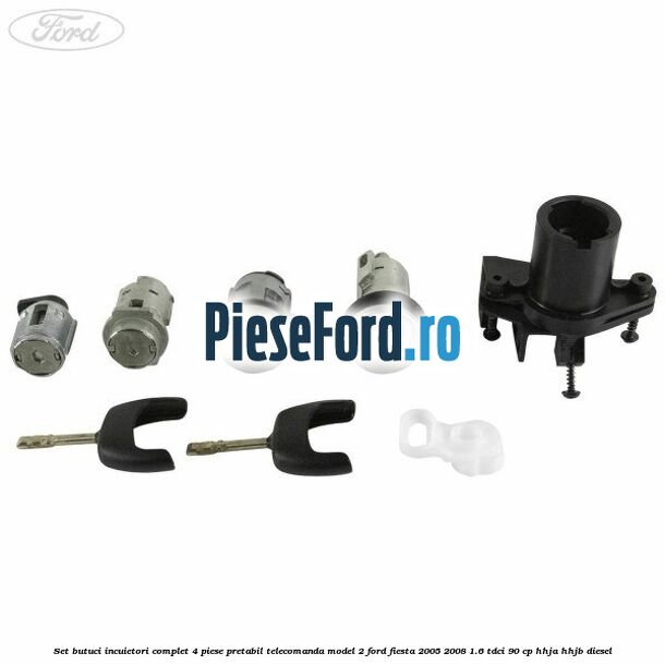 Set butuci incuietori complet 4 piese pretabil telecomanda model 2 Ford Fiesta 2005-2008 1.6 TDCi 90 cp HHJA, HHJB diesel