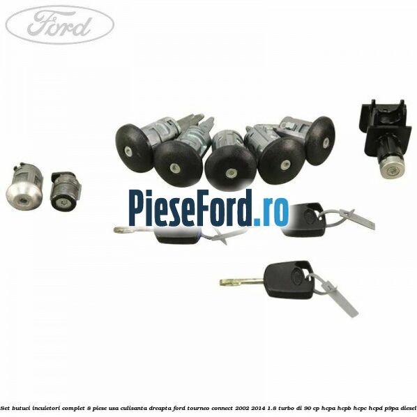 Set butuci incuietori complet 8 piese usa culisanta dreapta Ford Tourneo Connect 2002-2014 1.8 Turbo Di 90 cp HCPA, HCPB, HCPC, HCPD, P9PA diesel