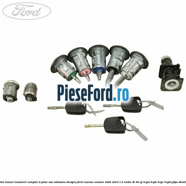 Set butuci incuietori complet 8 piese usa culisanta dreapta Ford Tourneo Connect 2002-2014 1.8 Turbo Di 90 cp HCPA, HCPB, HCPC, HCPD, P9PA diesel