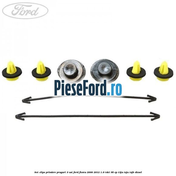 Set clips prindere praguri 3 usi Ford Fiesta 2008-2012 1.6 TDCi 95 cp T3JA, TZJA, TZJB diesel