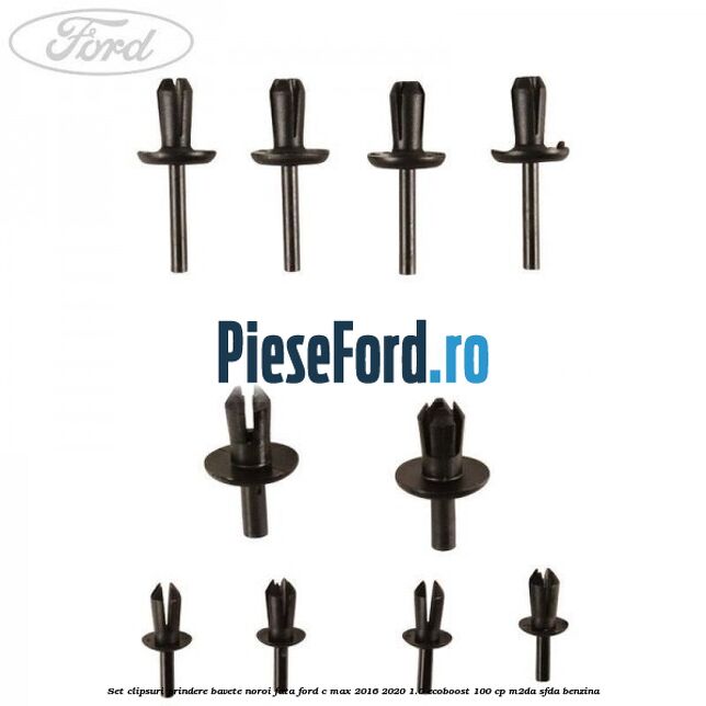 Set clipsuri prindere bavete noroi fata Ford C-Max 2016-2020 1.0 EcoBoost 100 cp M2DA, SFDA benzina