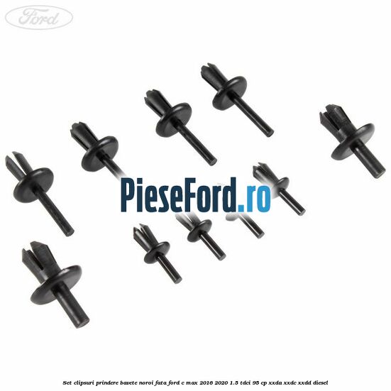 Set clipsuri prindere bavete noroi fata Ford C-Max 2016-2020 1.5 TDCi 95 cp XXDA, XXDC, XXDD diesel