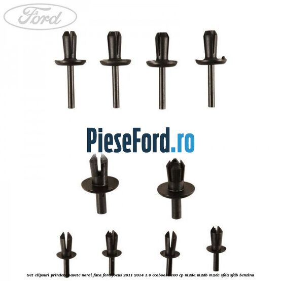 Set clipsuri prindere bavete noroi fata Ford Focus 2011-2014 1.0 EcoBoost 100 cp M2DA, M2DB, M2DC, SFDA, SFDB benzina