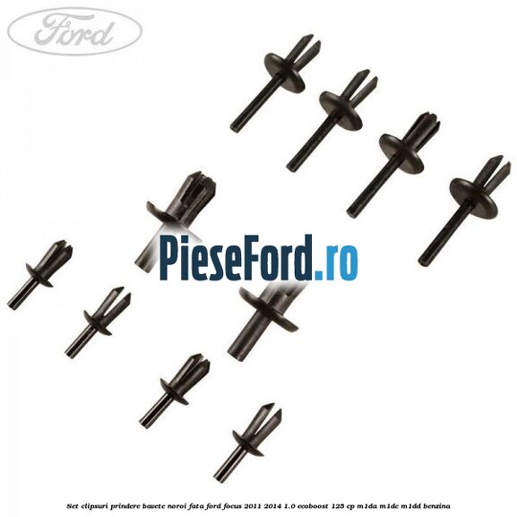 Set clipsuri prindere bavete noroi fata Ford Focus 2011-2014 1.0 EcoBoost 125 cp M1DA, M1DC, M1DD benzina