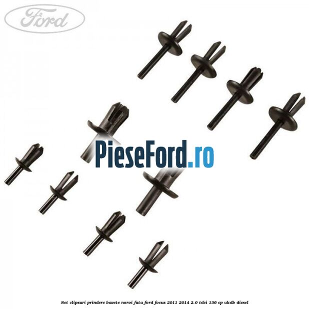 Set clipsuri prindere bavete noroi fata Ford Focus 2011-2014 2.0 TDCi 136 cp UKDB diesel