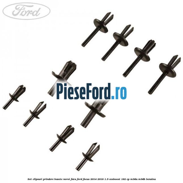 Set clipsuri prindere bavete noroi fata Ford Focus 2014-2018 1.5 EcoBoost 182 cp M9DA, M9DB benzina