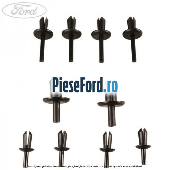 Set clipsuri prindere bavete noroi fata Ford Focus 2014-2018 1.5 TDCi 95 cp XXDA, XXDC, XXDD diesel