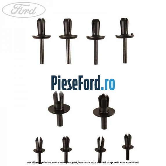 Set clipsuri prindere bavete noroi fata Ford Focus 2014-2018 1.5 TDCi 95 cp XXDA, XXDC, XXDD diesel