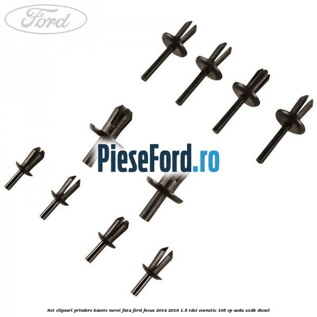 Set clipsuri prindere bavete noroi fata Ford Focus 2014-2018 1.5 TDCi ECOnetic 105 cp AEDA, XXDB diesel