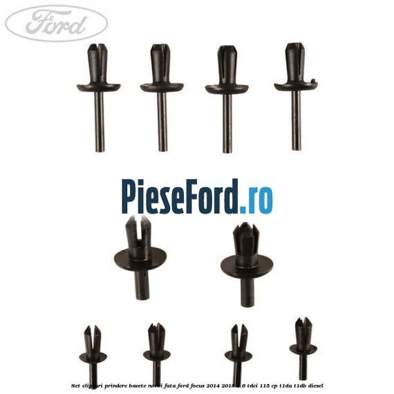 Set clipsuri prindere bavete noroi fata Ford Focus 2014-2018 1.6 TDCi 115 cp T1DA, T1DB diesel