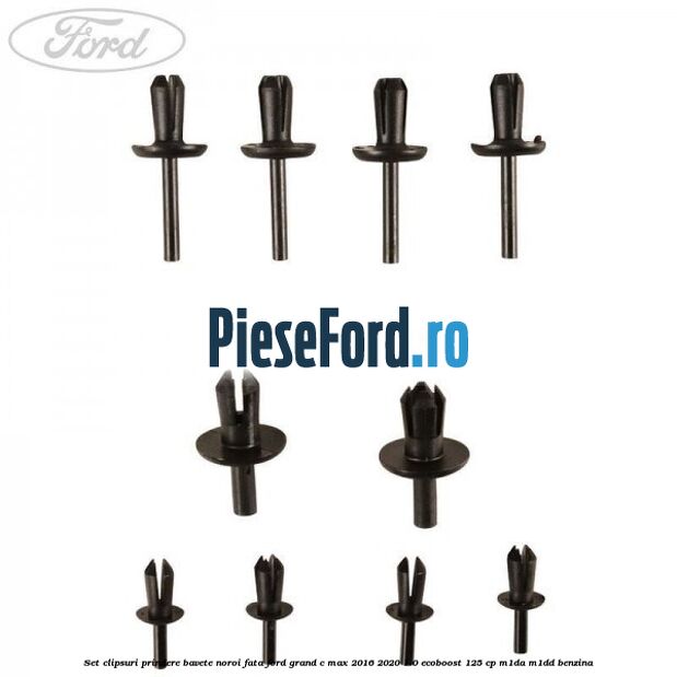 Set clipsuri prindere bavete noroi fata Ford Grand C-Max 2016-2020 1.0 EcoBoost 125 cp M1DA, M1DD benzina
