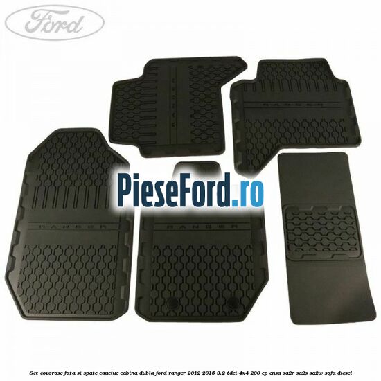 Set covorase fata si spate, cauciuc cabina dubla Ford Ranger 2012-2015 3.2 TDCi 4x4 200 cp ENSA, SA2R, SA2S, SA2W, SAFA diesel