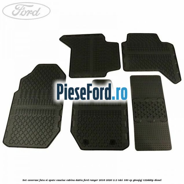 Set covorase fata si spate, cauciuc cabina dubla Ford Ranger 2016-2020 2.2 TDCi 160 cp GBVAJQJ, T22DD0P diesel