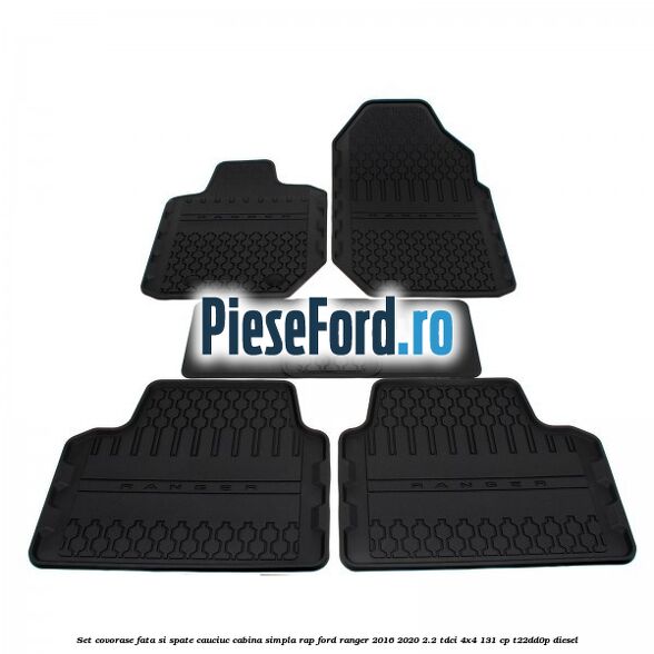 Set covorase fata si spate, cauciuc cabina simpla RAP Ford Ranger 2016-2020 2.2 TDCi 4x4 131 cp T22DD0P diesel