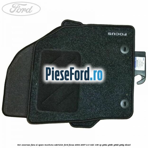 Set covorase fata si spate mocheta Cabriolet Ford Focus 2004-2007 2.0 TDCi 136 cp G6DA, G6DB, G6DD, G6DG diesel
