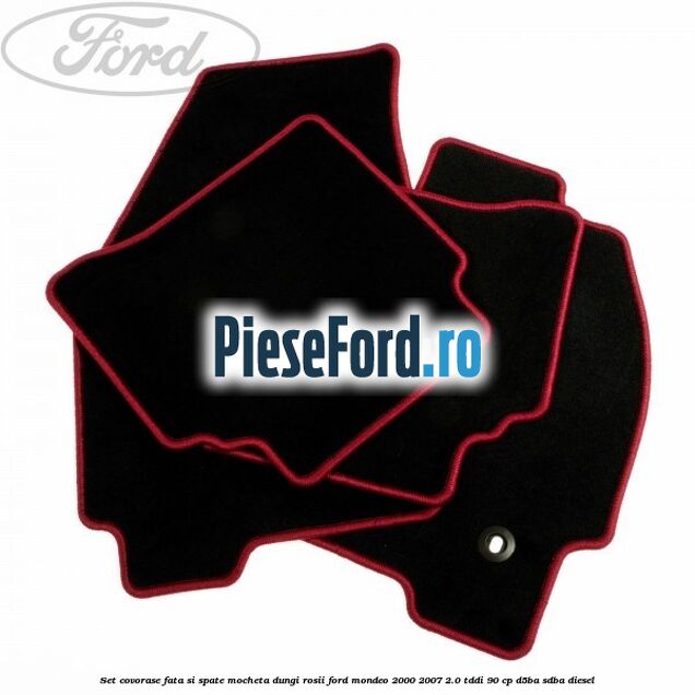 Set covorase fata si spate mocheta dungi rosii Ford Mondeo 2000-2007 2.0 TDDI 90 cp D5BA, SDBA diesel