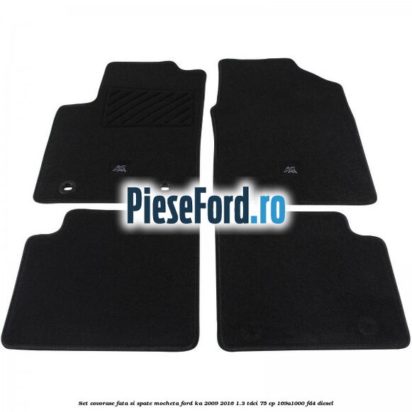 Set covorase fata si spate, mocheta Ford Ka 2009-2016 1.3 TDCi 75 cp 169A1000, FD4 diesel