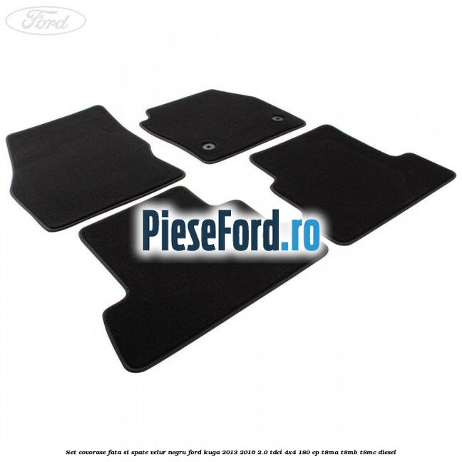 Set covorase fata si spate, velur negru Ford Kuga 2013-2016 2.0 TDCi 4x4 180 cp T8MA, T8MB, T8MC diesel