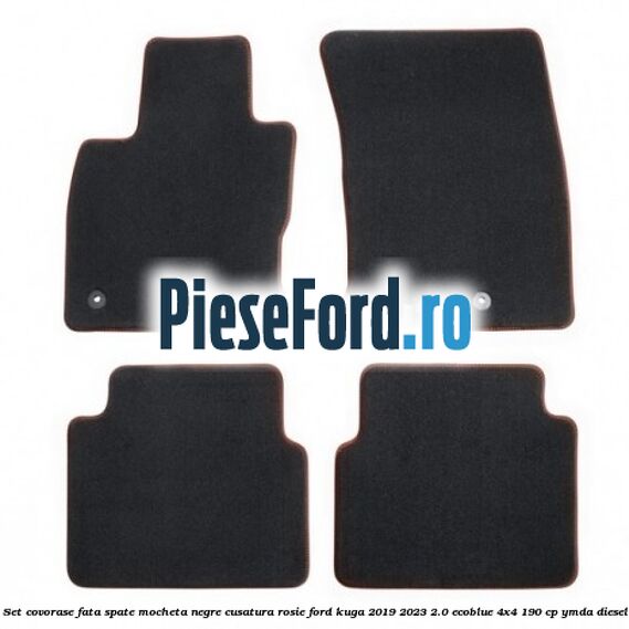 Set covorase fata spate mocheta negre cusatura rosie Ford Kuga 2019-2023 2.0 EcoBlue 4x4 190 cp YMDA diesel