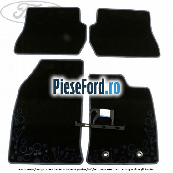 Set covorase fata spate premium velur albastru passion Ford Fiesta 2005-2008 1.25 16V 70 cp M7JA, M7JB benzina