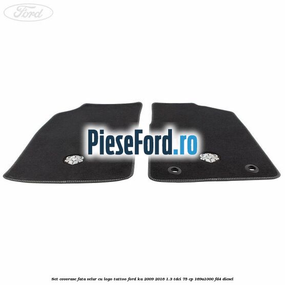 Set covorase fata, velur, cu logo Tattoo Ford Ka 2009-2016 1.3 TDCi 75 cp 169A1000, FD4 diesel