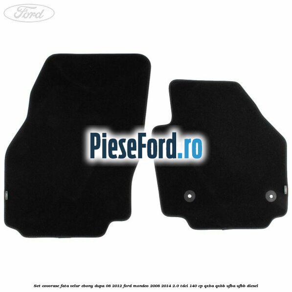 Set covorase fata velur ebony dupa 08/2012 Ford Mondeo 2008-2014 2.0 TDCi 140 cp QXBA, QXBB, UFBA, UFBB diesel