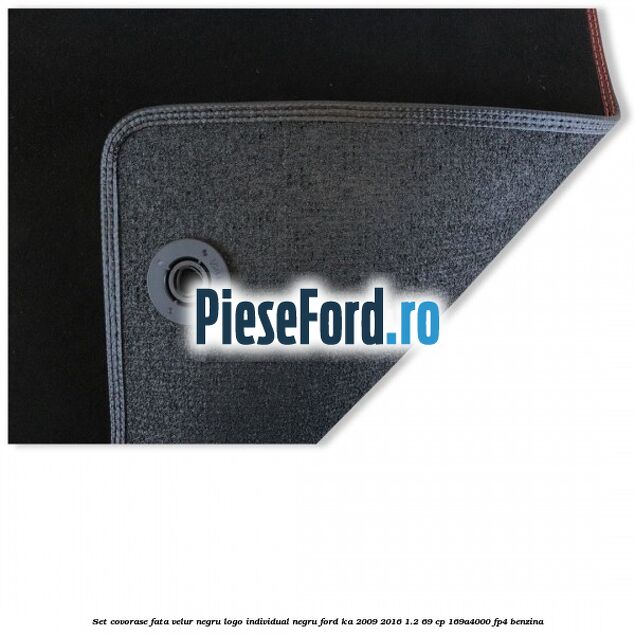 Set covorase fata, velur negru logo Individual negru Ford Ka 2009-2016 1.2 69 cp 169A4000, FP4 benzina
