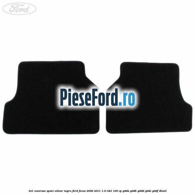 Set covorase spate velour negru Ford Focus 2008-2011 1.6 TDCi 109 cp G8DA, G8DB, G8DD, G8DE, G8DF diesel