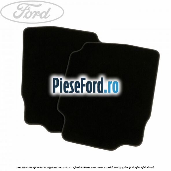 Set covorase spate velur negru 02/2007-08/2012 Ford Mondeo 2008-2014 2.0 TDCi 140 cp QXBA, QXBB, UFBA, UFBB diesel