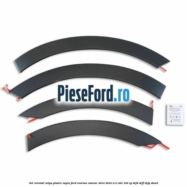 Set extensii aripa plastic negru Ford Tourneo Custom 2014-2018 2.2 TDCi 100 cp DRF4, DRFF, DRFG diesel