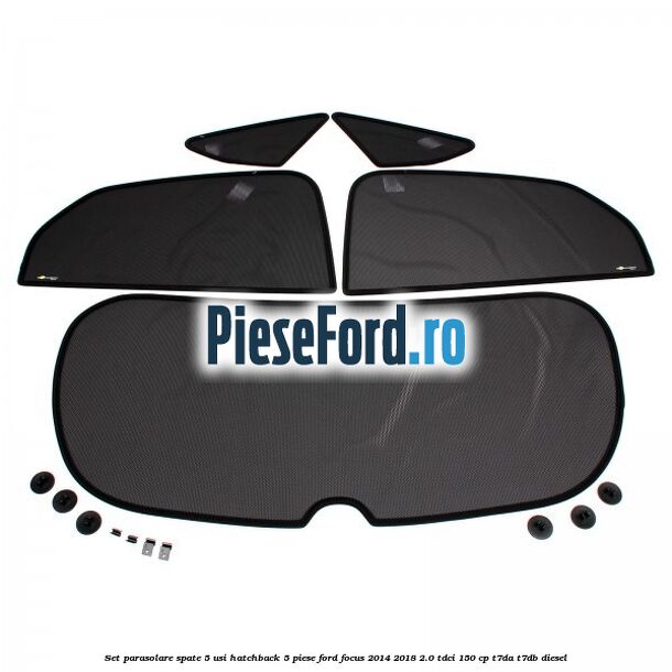 Set parasolare spate 5 usi hatchback 5 piese Ford Focus 2014-2018 2.0 TDCi 150 cp T7DA, T7DB diesel