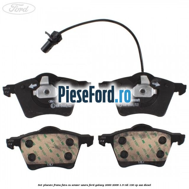 Set placute frana fata cu senzor uzura Ford Galaxy 2000-2006 1.9 TDI 130 cp Set placute frana fata cu senzor uzura Ford Galaxy 2000-2006 1.9 TDI 130 cp ASZ diesel