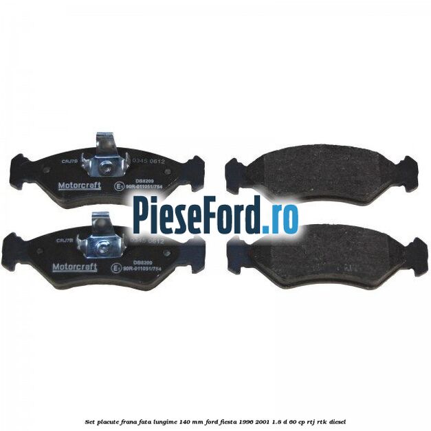 Set placute frana fata lungime 140 mm Ford Fiesta 1996-2001 1.8 D 60 cp RTJ, RTK diesel