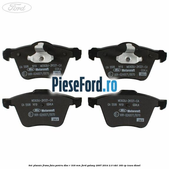 Set placute frana fata pentru disc R 316 MM Ford Galaxy 2007-2014 2.0 TDCi 163 cp Set placute frana fata pentru disc R 316 MM Ford Galaxy 2007-2014 2.0 TDCi 163 cp TXWA diesel