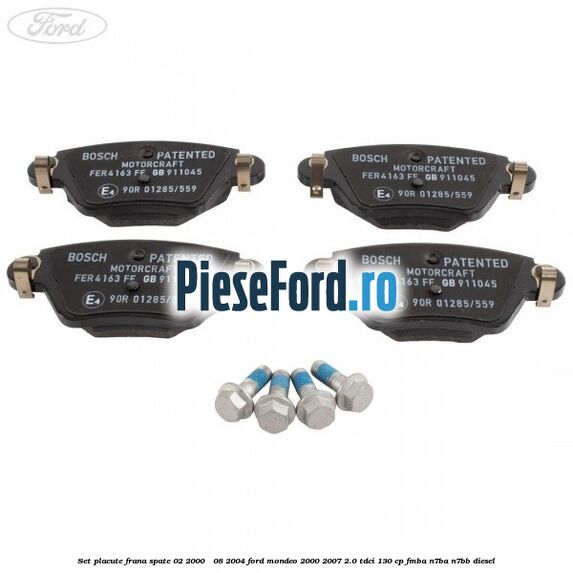 Set placute frana spate (02/2000 - 08/2004) Ford Mondeo 2000-2007 2.0 TDCi 130 cp Set placute frana spate (02/2000 - 08/2004) Ford Mondeo 2000-2007 2.0 TDCi 130 cp FMBA, N7BA, N7BB diesel
