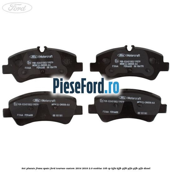 Set placute frana spate Ford Tourneo Custom 2014-2018 2.0 EcoBlue 105 cp Set placute frana spate Ford Tourneo Custom 2014-2018 2.0 EcoBlue 105 cp BJFA, BJFB, YLF6, YLFA, YLFB, YLFS diesel