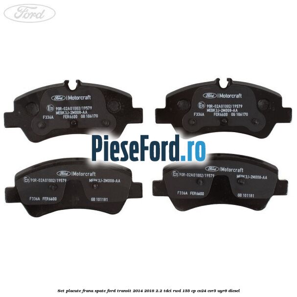 Set placute frana spate Ford Transit 2014-2018 2.2 TDCi RWD 155 cp CV24, CVR5, UYR6 diesel